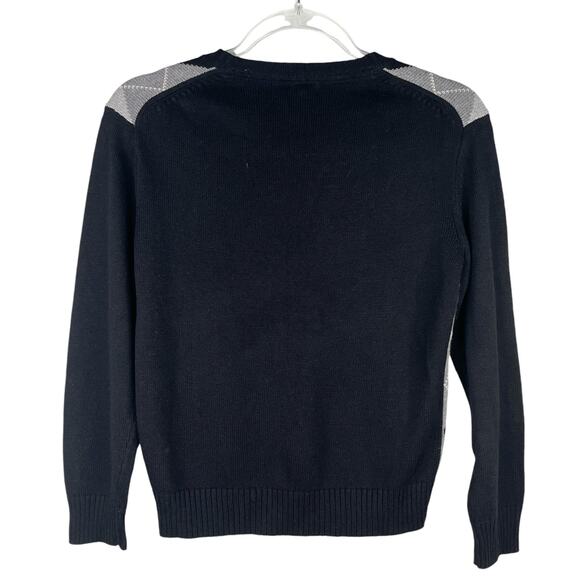 Gap Boys Argyle Sweater Soft Black Gray Medium M New - Picture 2 of 13